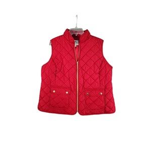 ST JOHNS BAY Women's Puffer Vest size OX Quilted Full Zip Red